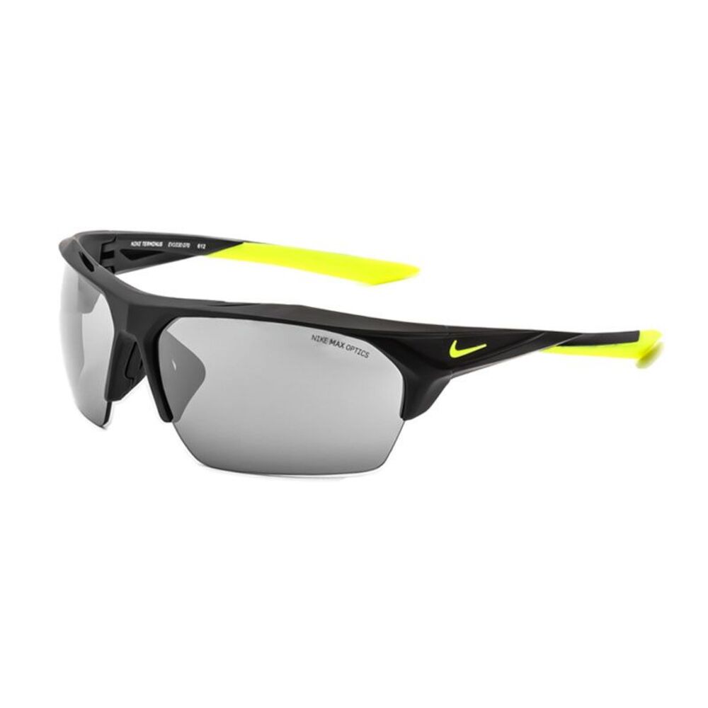 Nike Sunglasses Rectangle Semi Rim, Matte Black Frame and Grey Silver Mirrored